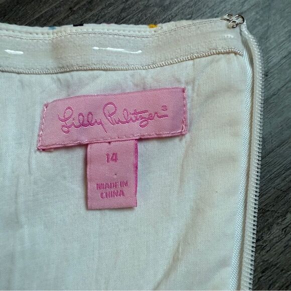 Lilly Pulitzer Gweneth Strapless Seersucker Dress Rainbow Dot White 14 - Picture 4 of 8